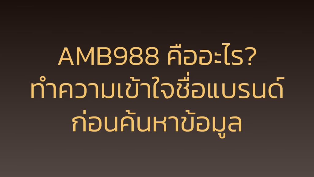 AMB988 คืออะไร? ทำความเข้าใจชื่อแบรนด์ก่อนค้นหาข้อมูล